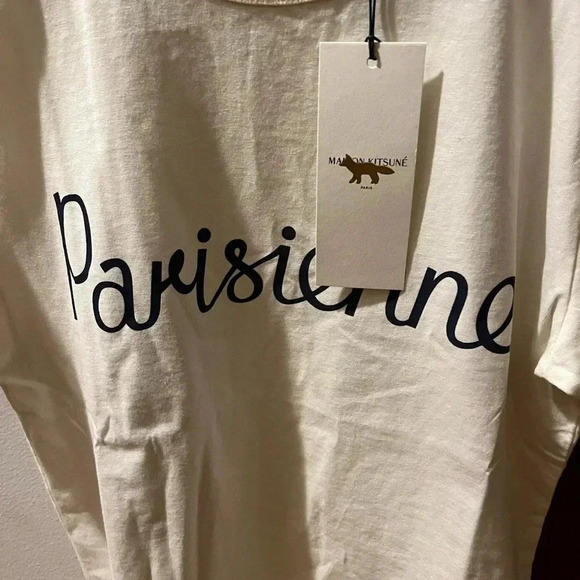 NWT MAISON KITSUNÉ PARISIENNE CLASSIC Short Sleeve TEE LATTE - Picture 4 of 4